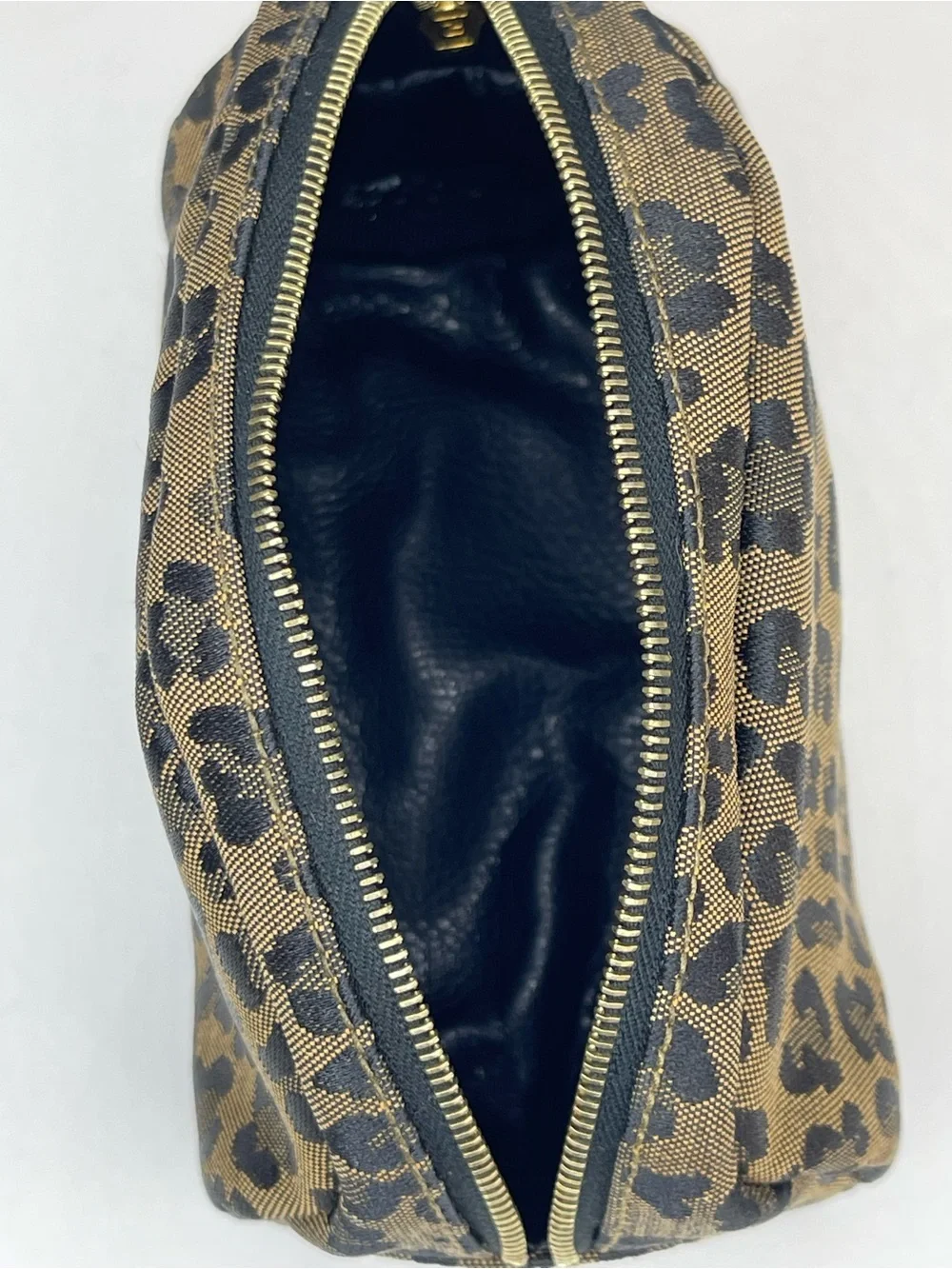 Fendi leopard-print canvas and leather cosmetic pouch